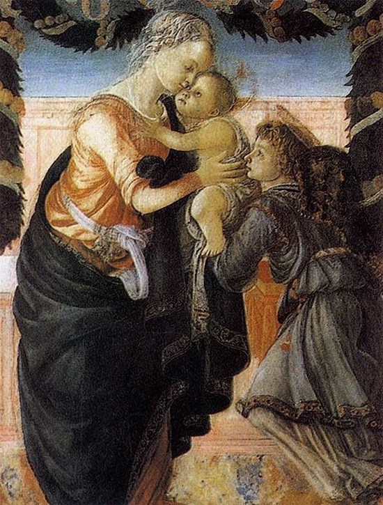 La Vierge à l'Enfant soutenu par un ange sous une guirlande - Sandro Botticelli