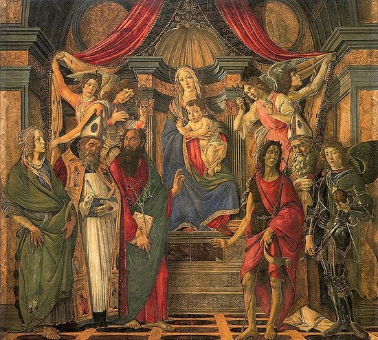 Retable de Saint Barnabé - Madone avec quatre anges et six saints - Sandro Botticelli
