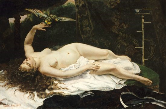 La femme au perroquet - Gustave Courbet