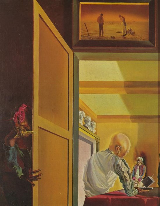 Gala et l'Angélus de Millet précédant l'arrivée imminente des anamorphoses coniques - Salvador Dali