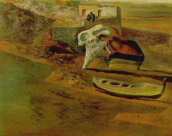 Crâne atmosphérique sodomisant un piano à queue - Salvador Dali