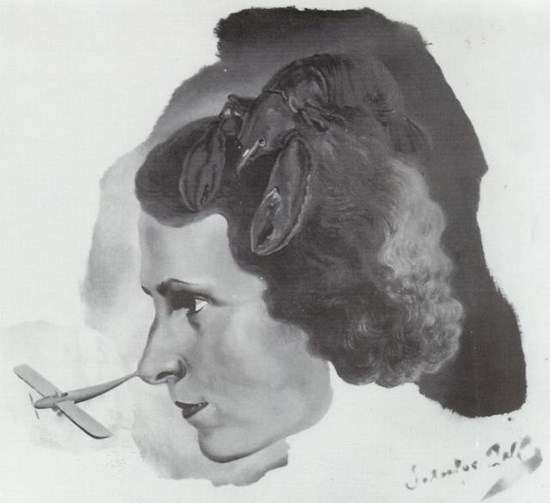 Portrait de Gala avec un homard (Portrait de Gala avec nez d'avion) - Salvador Dali