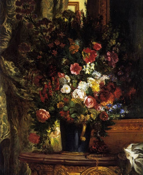 Vase de fleurs sur une console - Eugène Delacroix