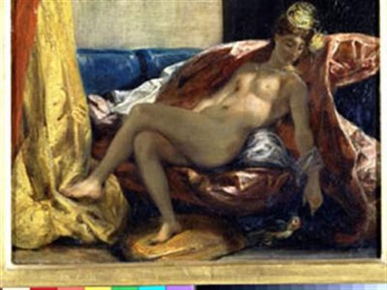 Femme qui caresse un parrot - Eugène Delacroix