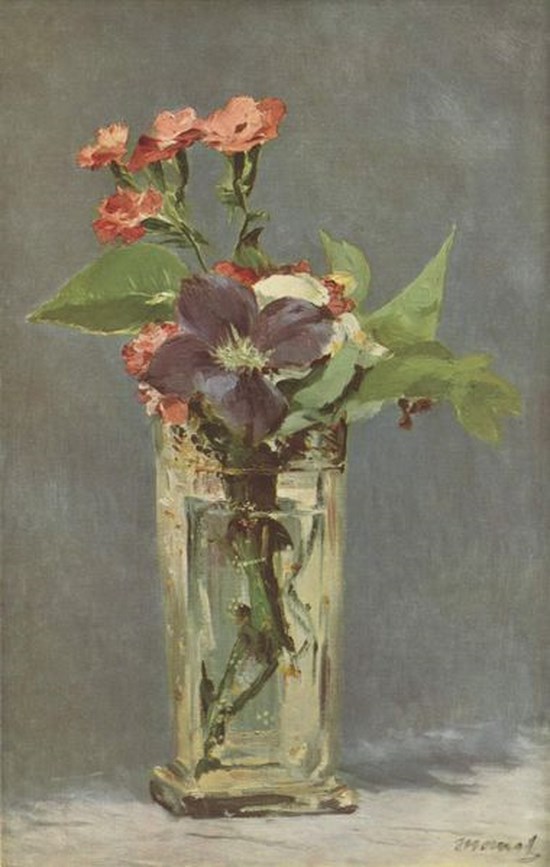 Oeillets et clématites dans un vase de cristal - Edouard Manet