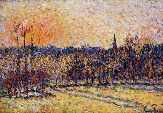 Coucher de soleil à Bazincourt - Camille Pissarro