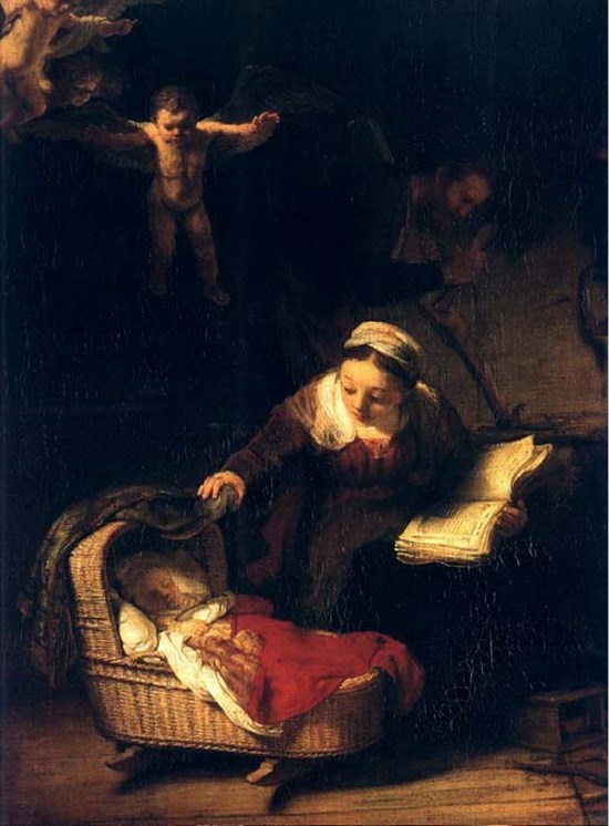 La sainte famille avec anges - Rembrandt