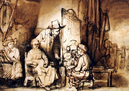 Peintre dans son atelier (détail) - Rembrandt