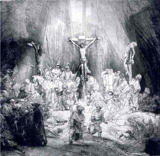 Le christ entre deux larrons - Rembrandt