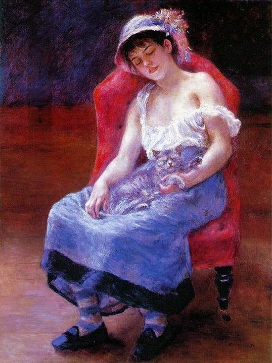 Jeune Fille endormie au chat - Auguste Renoir