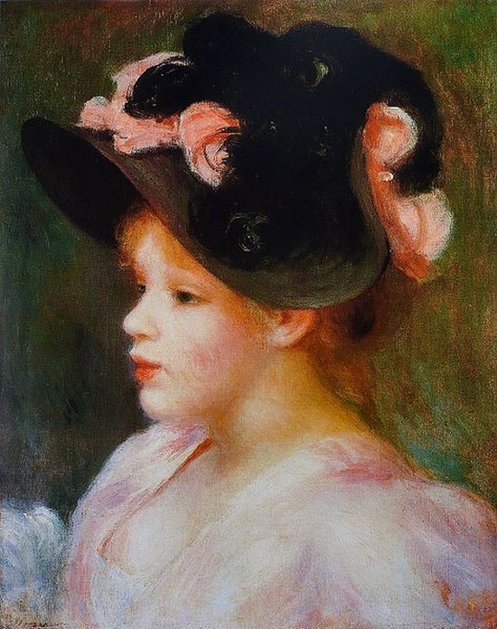 Jeune Fille au chapeau rose et noir - Auguste Renoir