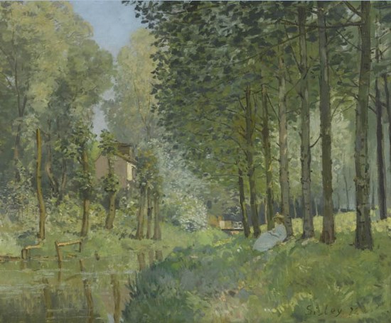 Le repos au bord du ruisseau. A l'Orée du bois - Alfred Sisley