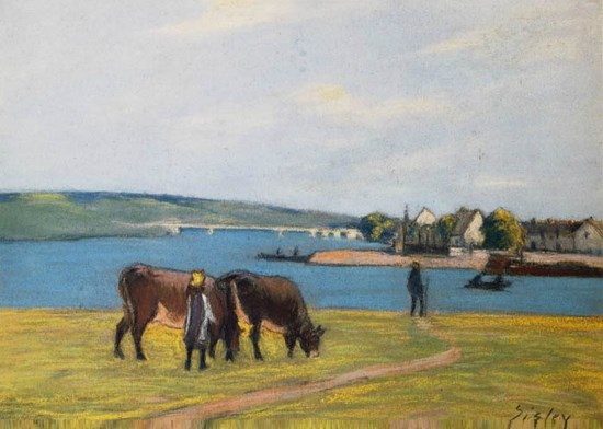 Vaches près de la Seine à Saint-Mammès - Alfred Sisley