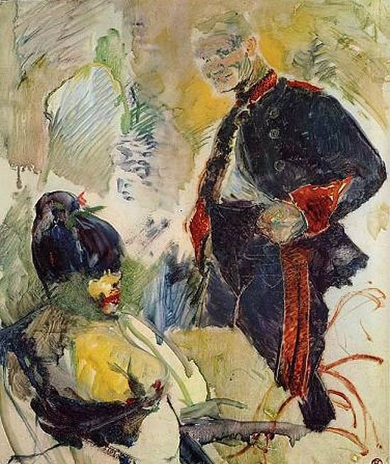 Artilleur et femme - Toulouse-Lautrec