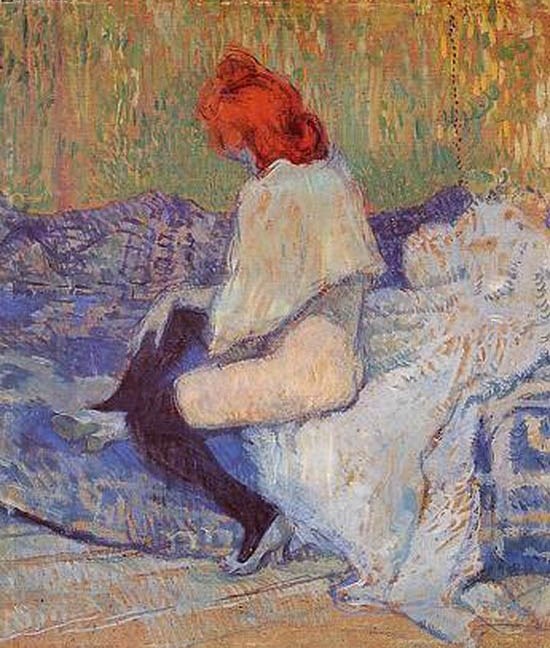 Femme rousse assise sur un divan - Toulouse-Lautrec