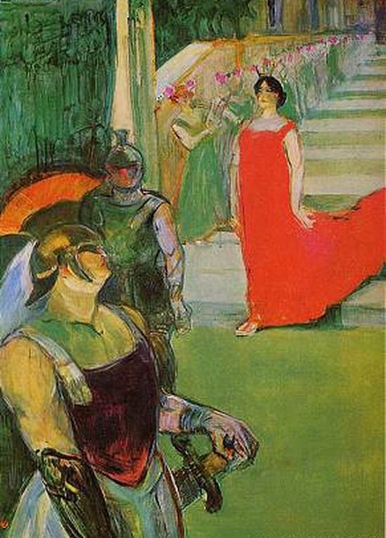 Messaline descend l'escalier bordé de figurantes - Toulouse-Lautrec