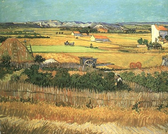 Récolte à La Crau avec Montmajour en fond - Vincent Van Gogh