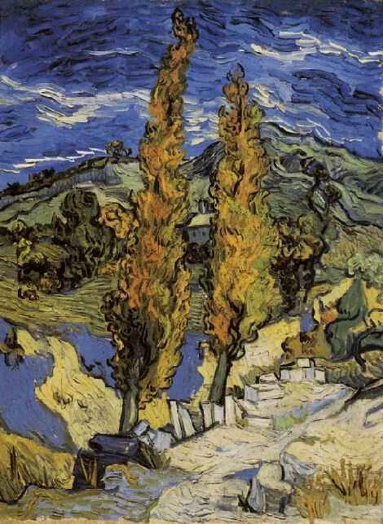 Deux peupliers sur le chemin des collines - Vincent Van Gogh