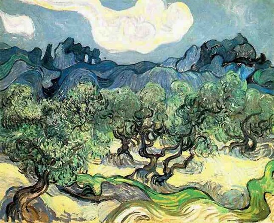 Oliviers et montagnes - Vincent Van Gogh