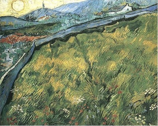 Soleil levant sur champ de blé au printemps - Vincent Van Gogh