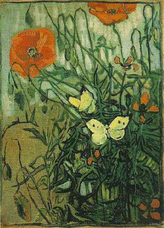 Coquelicots et papillons - Vincent Van Gogh