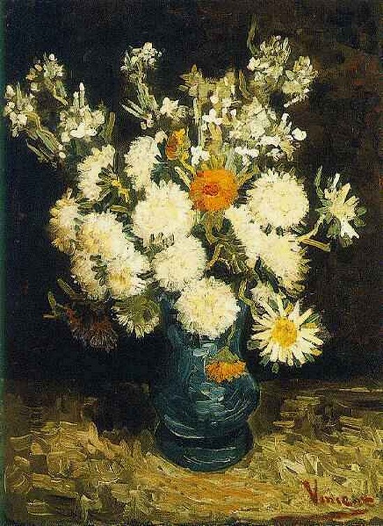 Fleurs dans un vase bleu - Vincent Van Gogh