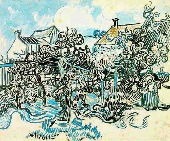 Vignes et fermière - Vincent Van Gogh