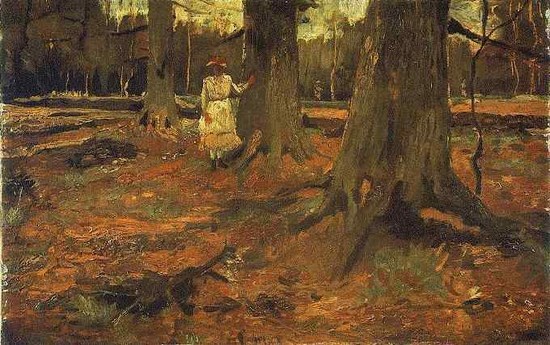 Femme en blanc dans le bois - Vincent Van Gogh