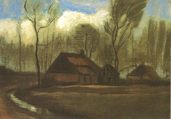 Ferme près des arbres - Vincent Van Gogh